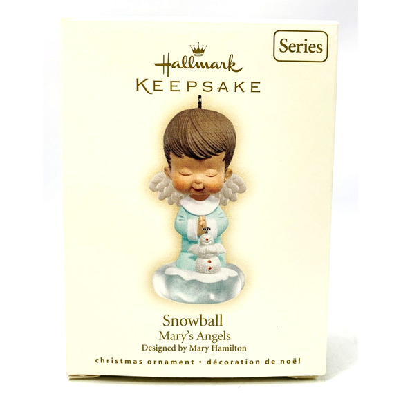 Hallmark Mary's Angels SNOWBALL Keepsake Ornament‎ 2007 Series #20 Blue Snowman - Picture 7 of 11